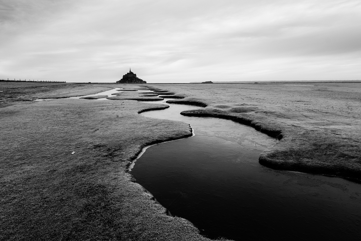 Frozen meanders & Mont Saint-Michel.